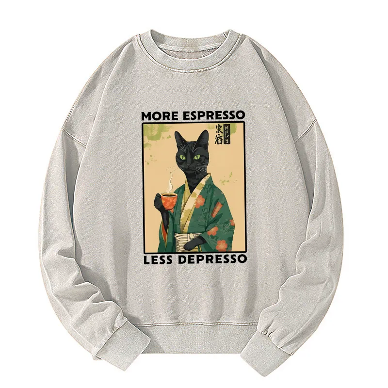 Tokyo-Tiger More Caffeine Less Sadness Washed Sweatshirt