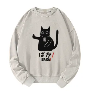 Image of Tokyo-Tiger Japanese Baka Cat Washed Sweatshirt