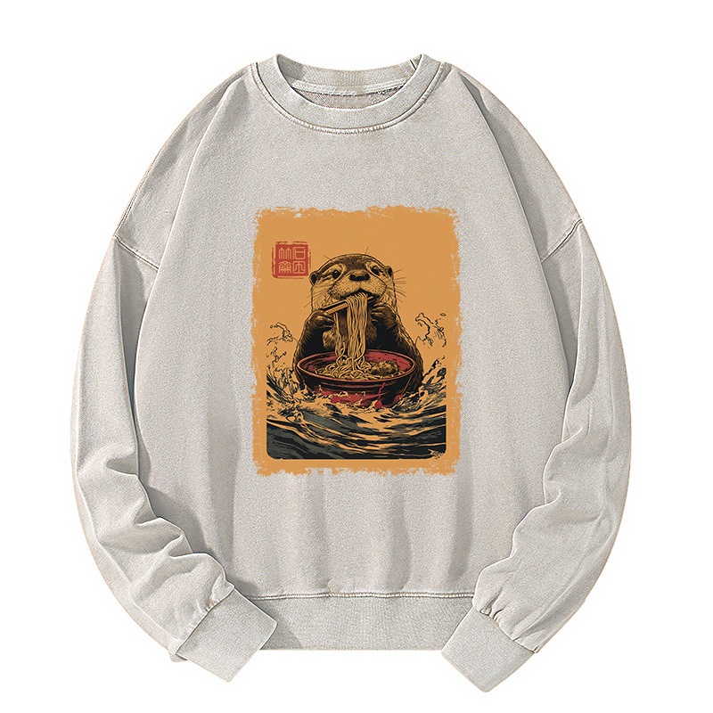 Tokyo-Tiger Ramen Lover Otter  Washed Sweatshirt