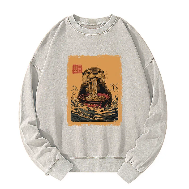 Tokyo-Tiger Ramen Lover Otter  Washed Sweatshirt