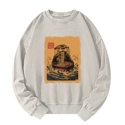 Tokyo-Tiger Ramen Lover Otter  Washed Sweatshirt