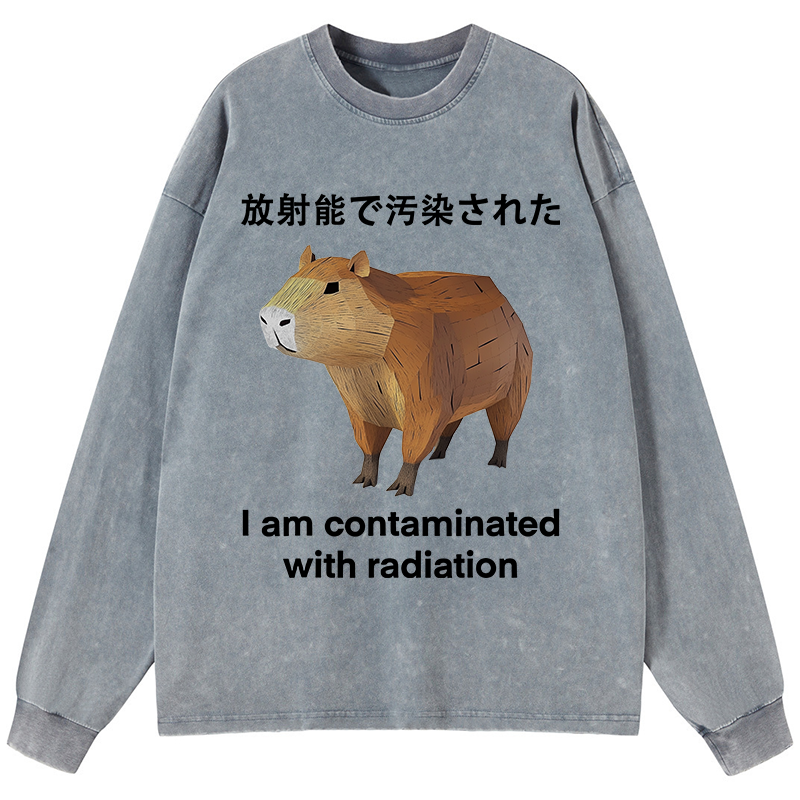 Tokyo-Tiger Capybara Contaminated By Radiation Washed Long Sleeve T-Shirt