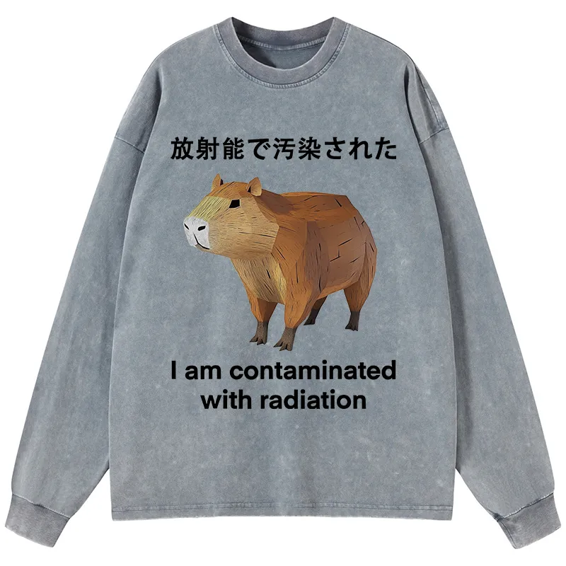 Tokyo-Tiger Capybara Contaminated By Radiation Washed Long Sleeve T-Shirt