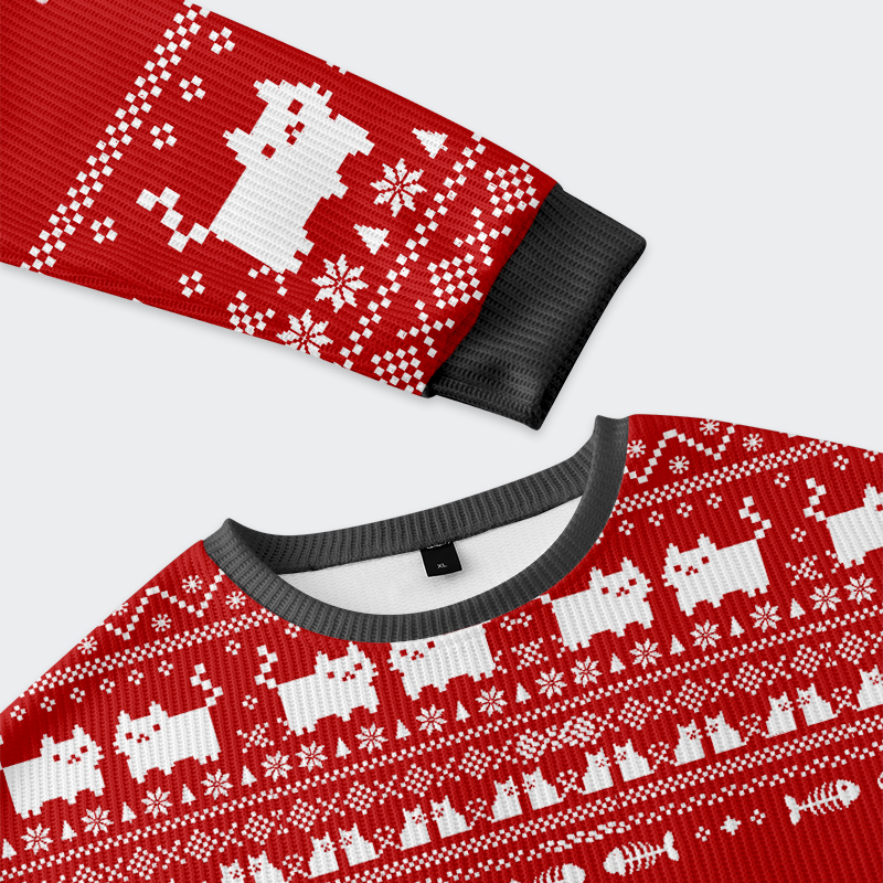 Tokyo-Tiger Funny Taking a Cat to Eat Ramen Christmas Ugly Sweatshirt