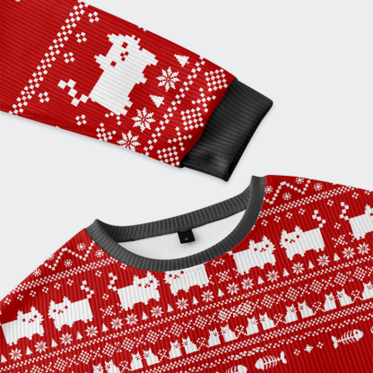 Tokyo-Tiger Funny Taking a Cat to Eat Ramen Christmas Ugly Sweatshirt