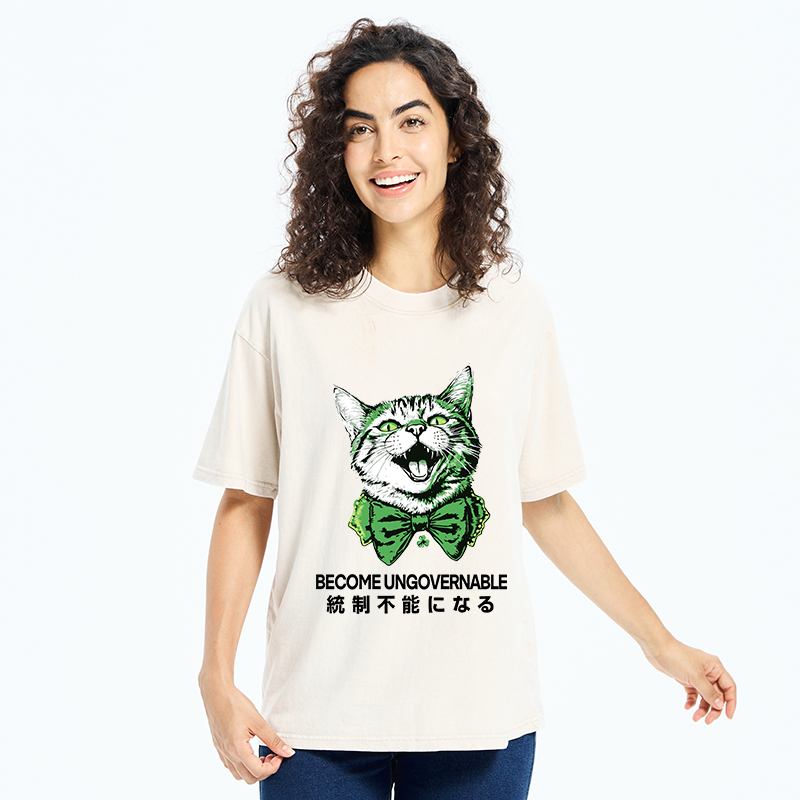 Tokyo-Tiger St. Patrick's Day Prank Cat Washed T-Shirt