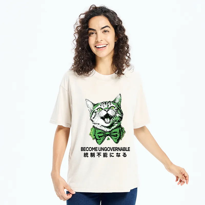 Tokyo-Tiger St. Patrick's Day Prank Cat Washed T-Shirt
