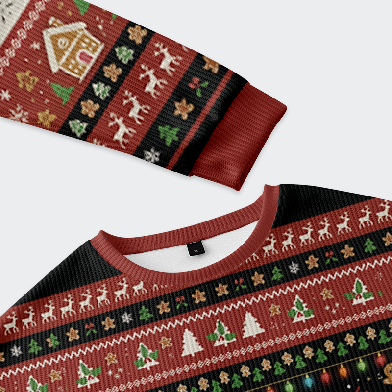 Tokyo-Tiger Gingerbread Ninjas In Battle Christmas Ugly Sweatshirt
