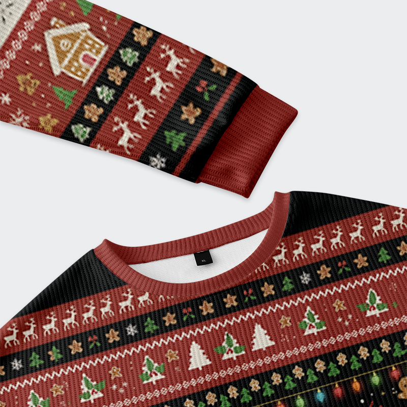 Tokyo-Tiger Gingerbread Ninjas In Battle Christmas Ugly Sweatshirt