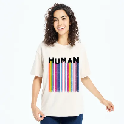 Tokyo-Tiger Rainbow Stripes Human Pride Washed T-Shirt