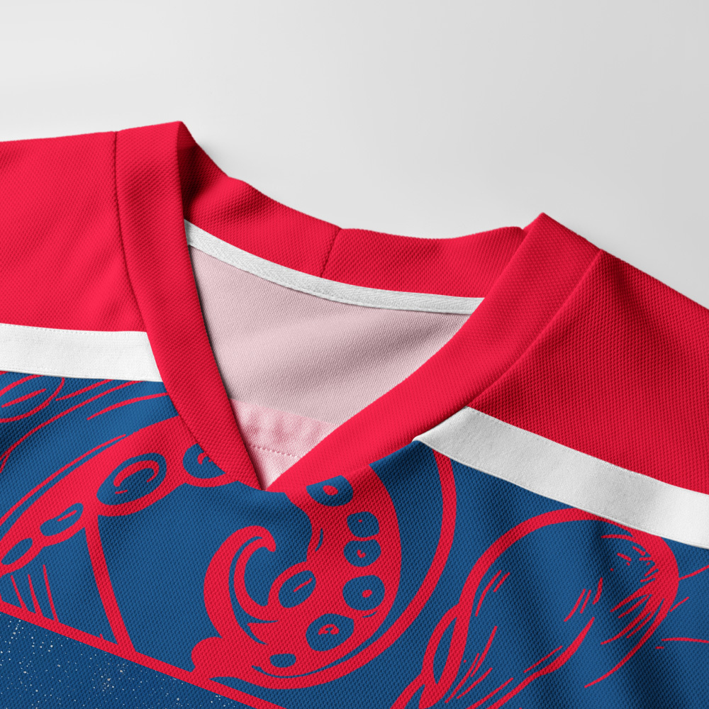 Tokyo-Tiger Crimson Octopus Long-Sleeve Hockey Jersey