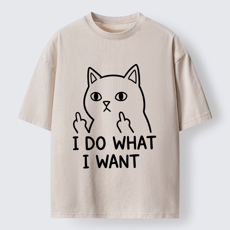 Tokyo-Tiger Funny Cat Freedom Vibe Washed T-Shirt