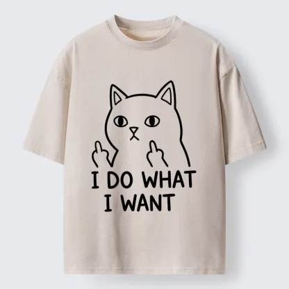 Tokyo-Tiger Funny Cat Freedom Vibe Washed T-Shirt