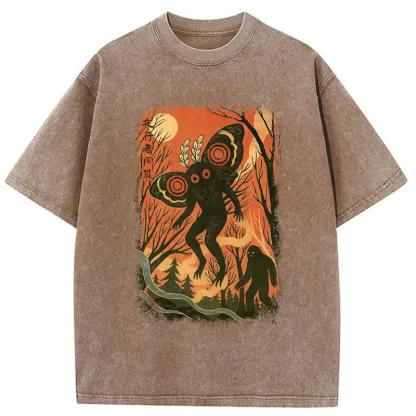 Tokyo-Tiger Vintage Bigfoot And Mothman Washed T-Shirt