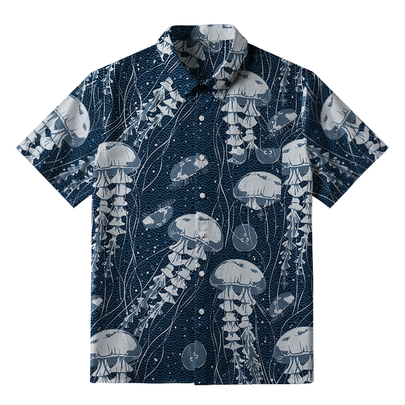 Tokyo-Tiger Oceanic Jellyfish Button-up Shirt