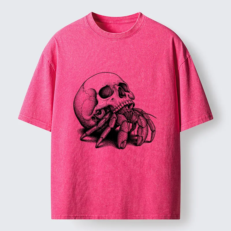 Tokyo-Tiger Skull Crab Meme Washed T-Shirt