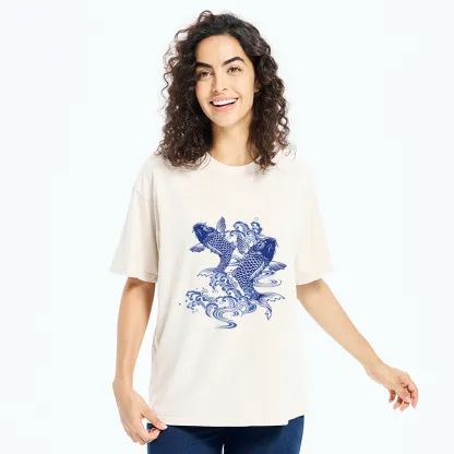 Tokyo-Tiger Traditional Koi Pattern Washed T-Shirt