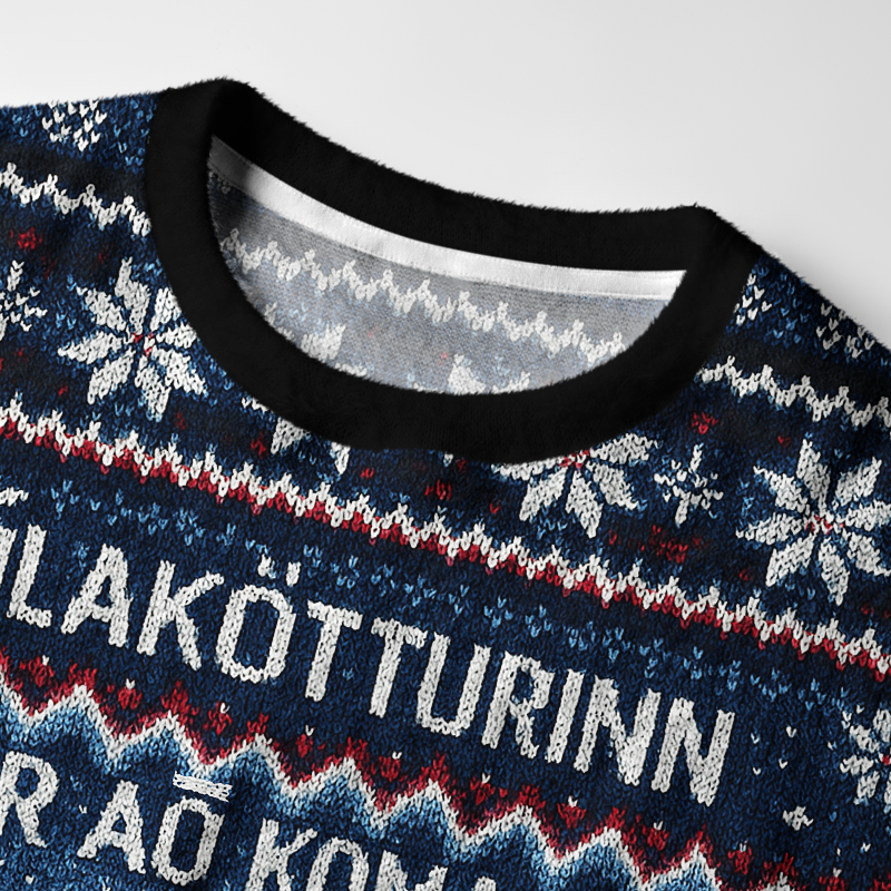 Tokyo-Tiger The Yule Cat is Coming Fuzzy Christmas Ugly Sweatshirt