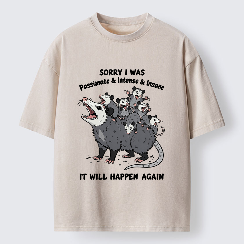 Tokyo-Tiger Crazy Opossum Crew Meme Washed T-Shirt