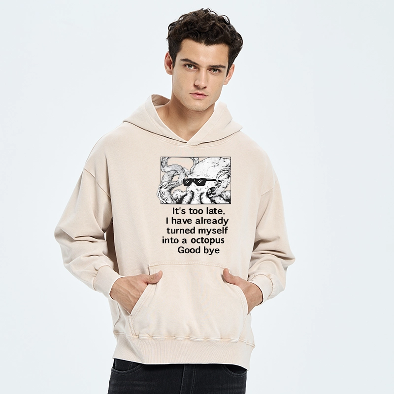 Tokyo-Tiger Octopus Meme I Disappeared Completely Washed Hoodie