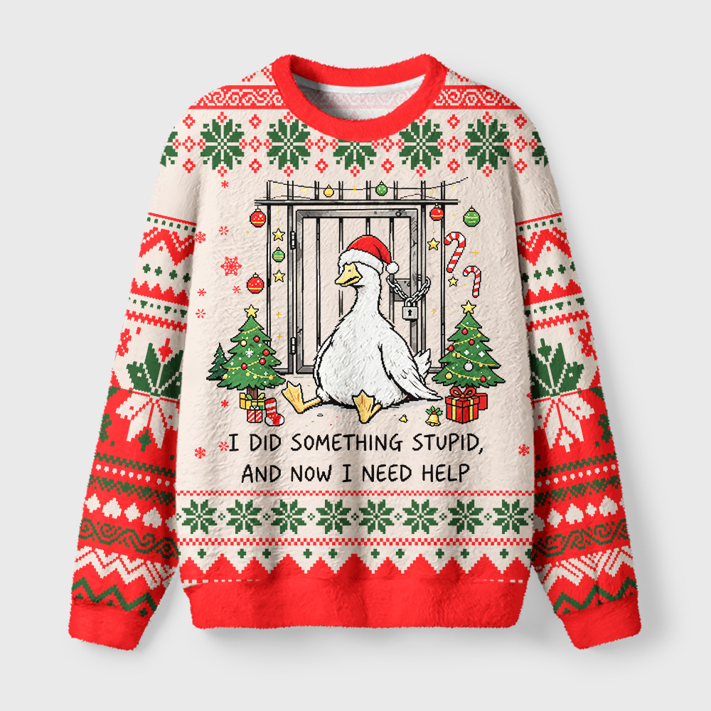 Tokyo-Tiger Big Mistake On Christmas Eve Fuzzy Christmas Ugly Sweatshirt