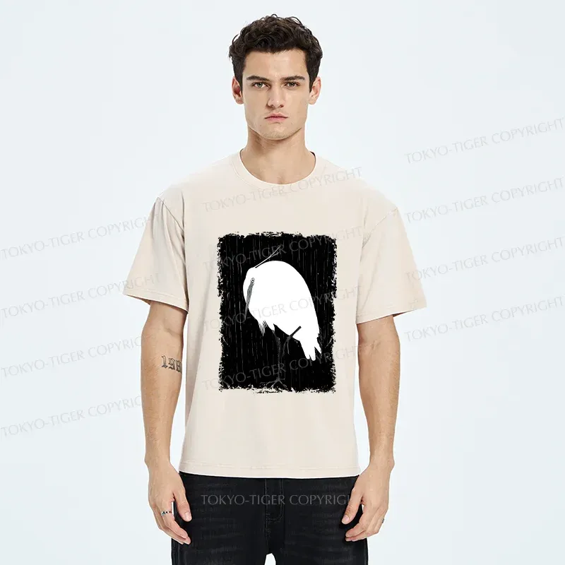 Tokyo-Tiger White Crane Washed T-Shirt