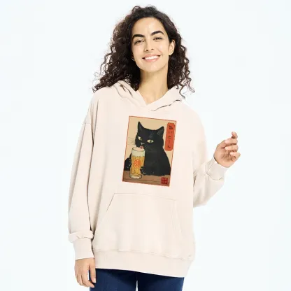 Tokyo-Tiger Cat Holding A Glass Of Beer Washed Hoodie