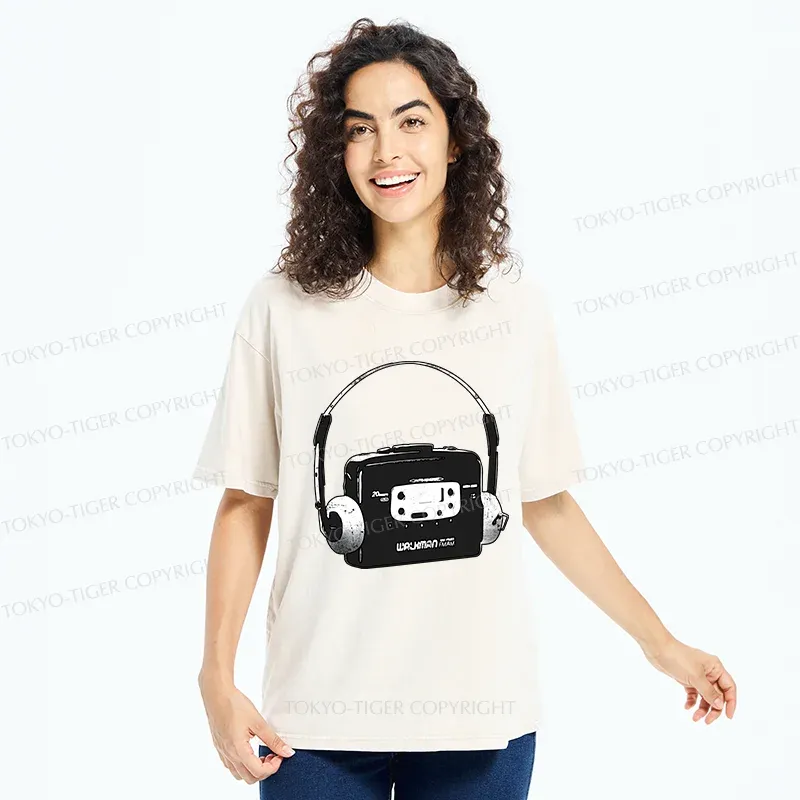 Tokyo-Tiger Retro Walkman Washed T-Shirt