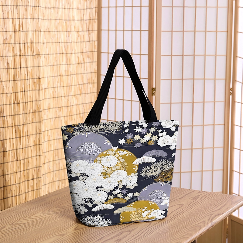 Tokyo-Tiger Japanese Floral Collection Zipper Tote Bag