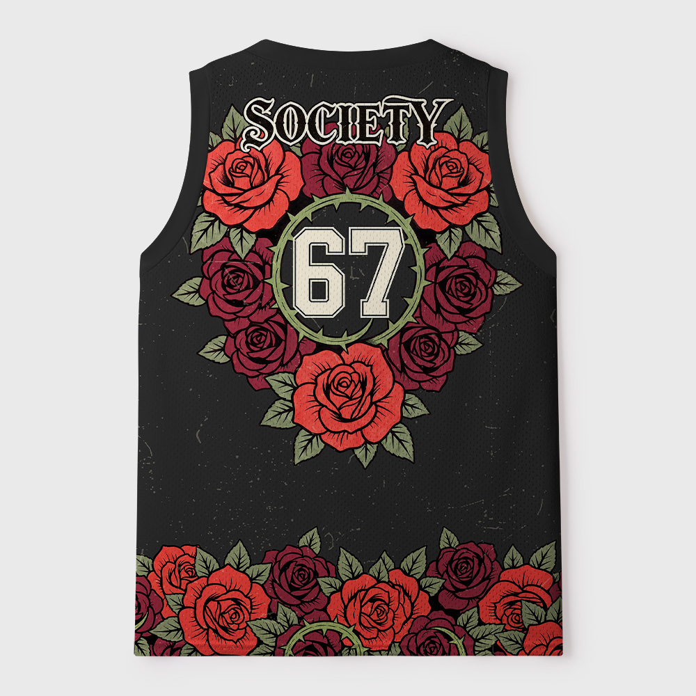 Tokyo-Tiger Society Rose Thorns Skull Mesh Tank Top