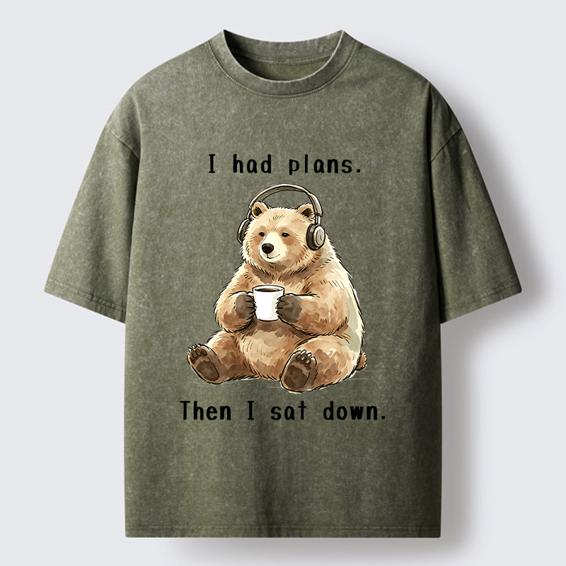 Tokyo-Tiger Funny Lazy Bear Meme Washed T-Shirt