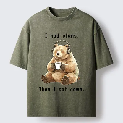 Tokyo-Tiger Funny Lazy Bear Meme Washed T-Shirt