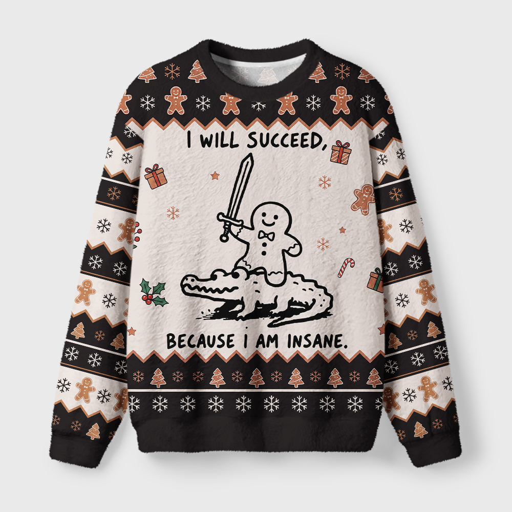 Tokyo-Tiger Funny Gingerbread Warrior Crocodile Fuzzy Christmas Ugly Sweatshirt