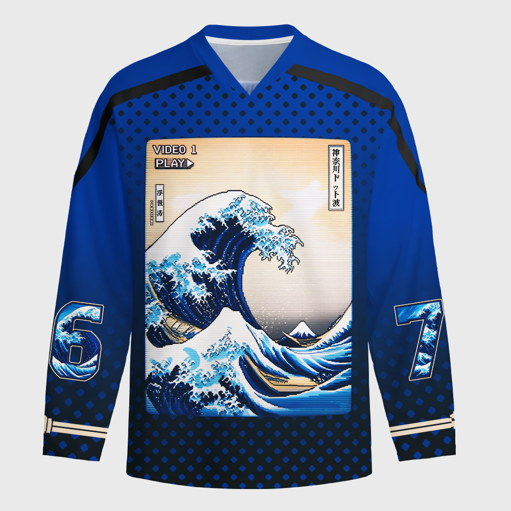 Tokyo-Tiger Pixel Wave Long-Sleeve Hockey Jersey