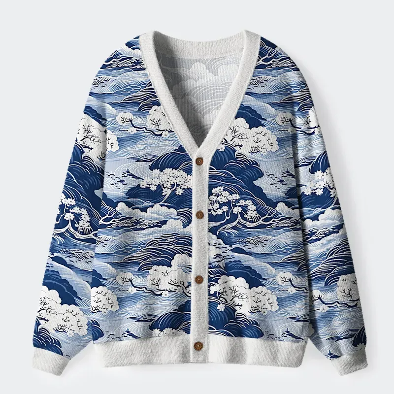 Tokyo-Tiger Traditional Japan Scenery Ugly Cardigan Sweater