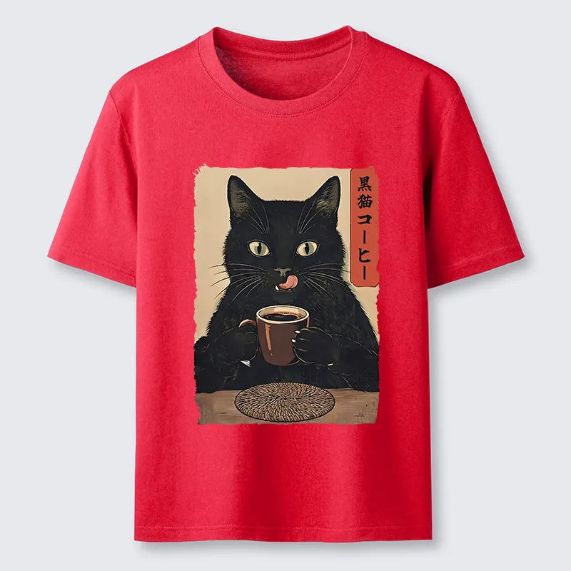 Tokyo-Tiger Vintage Black Cat Coffee Art Classic T-Shirt