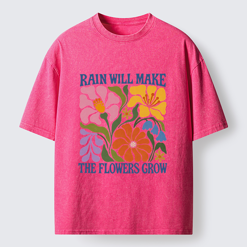 Tokyo-Tiger Retro Floral Positive Quote Washed T-Shirt