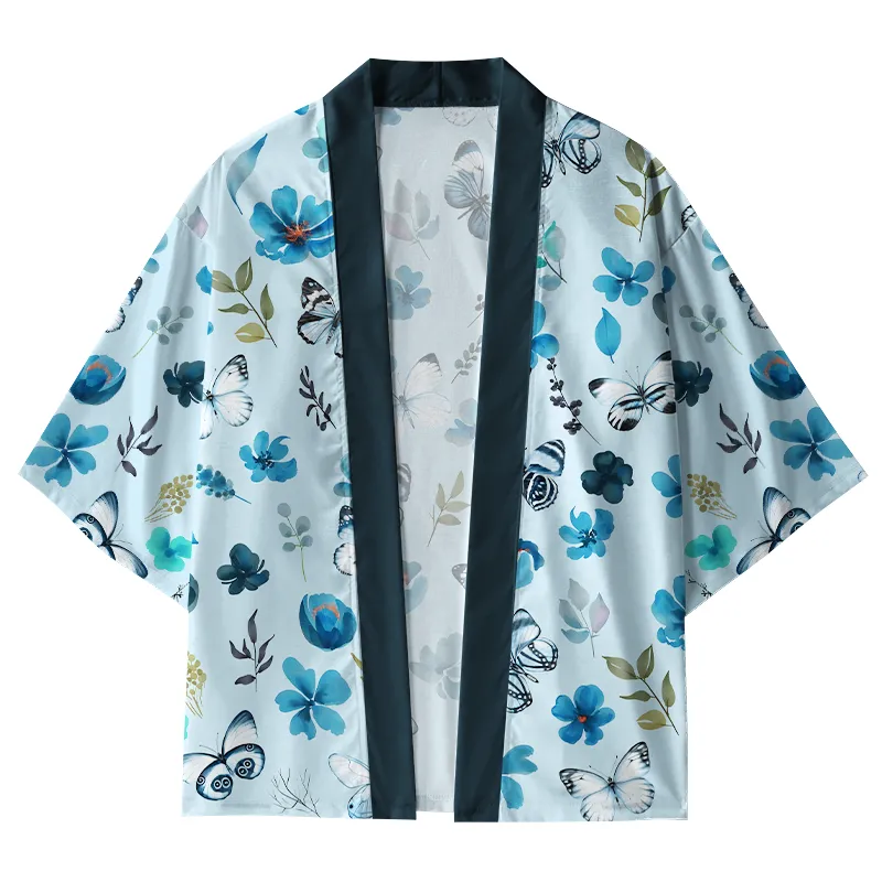 Tokyo-Tiger Blue Blossom Butterfly Dance Kimono Cardigan Sale