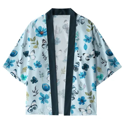 Tokyo-Tiger Blue Blossom Butterfly Dance Kimono Cardigan