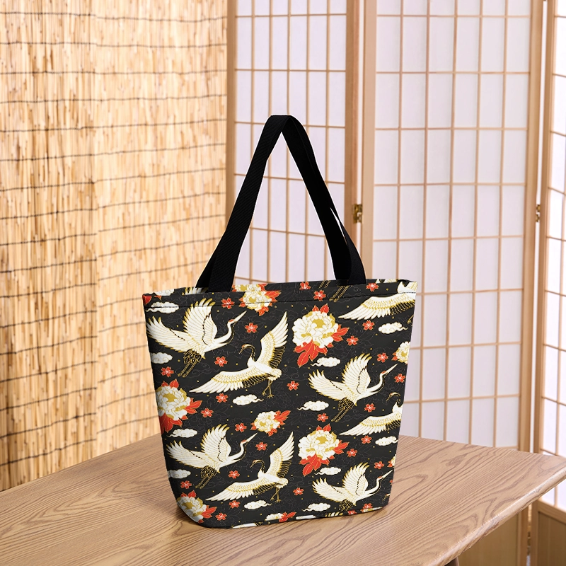 Tokyo-Tiger Celestial Cranes And Blossoms Zipper Tote Bag