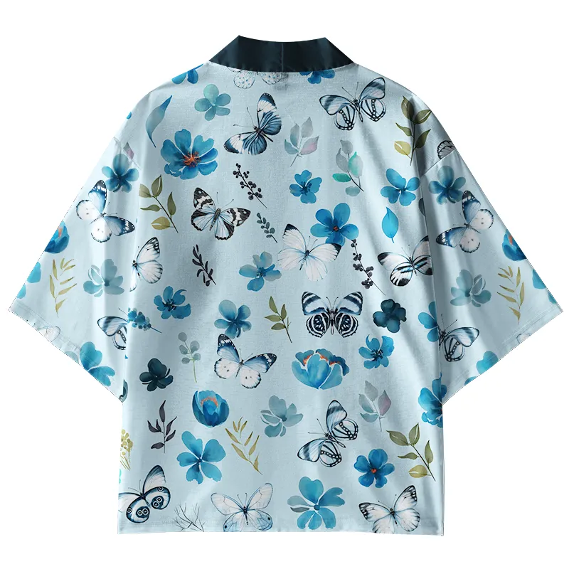 Tokyo-Tiger Blue Blossom Butterfly Dance Kimono Cardigan