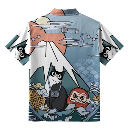 Tokyo-Tiger Mount Fuji Landscape With Cat Aloha Hawaiian Shirt