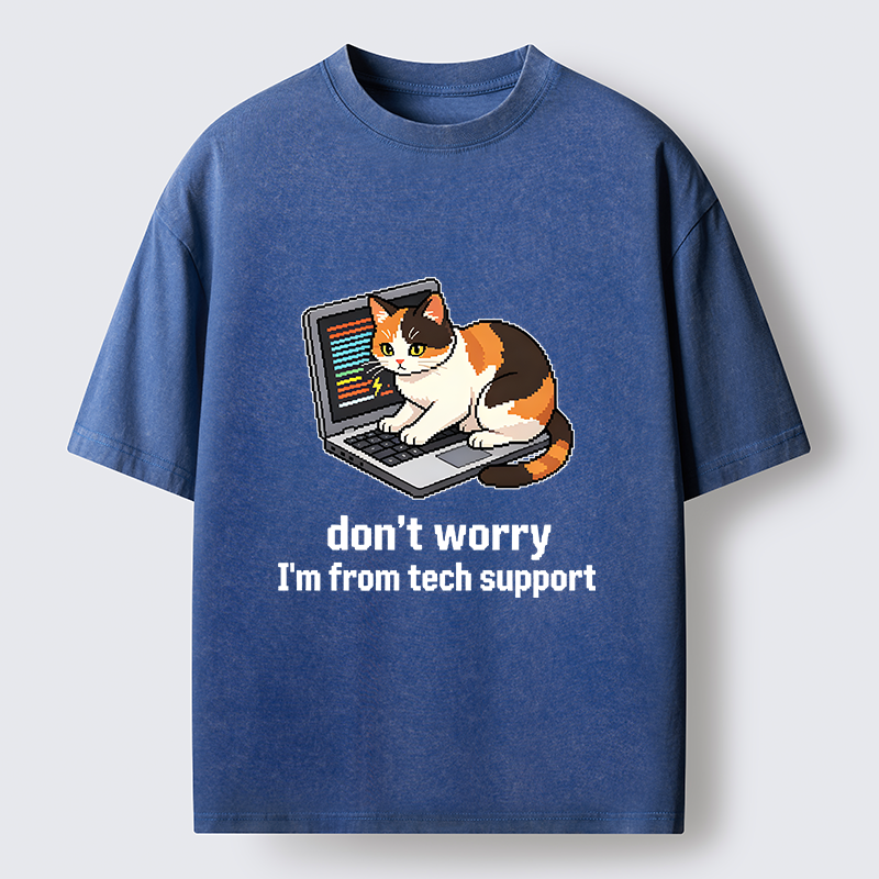 Tokyo‑Tiger Funny Tech Cat Meme Washed T‑Shirt