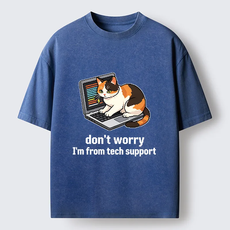 Tokyo‑Tiger Funny Tech Cat Meme Washed T‑Shirt