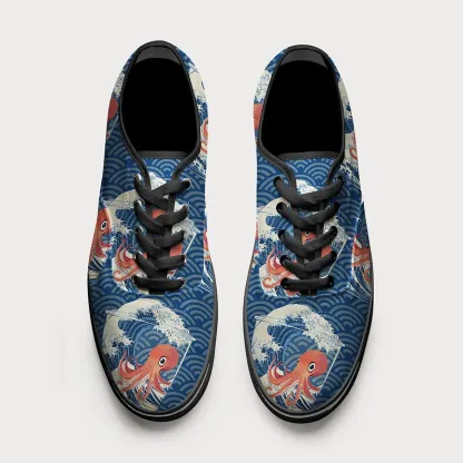 Tokyo-Tiger Great Wave Off Octopus Canvas Shoes