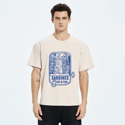 Tokyo‑Tiger Cat Inside Sardine Can Washed T‑Shirt