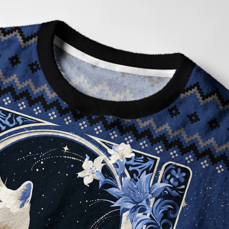 Tokyo-Tiger Lunar Cat Fuzzy Christmas Ugly Sweatshirt
