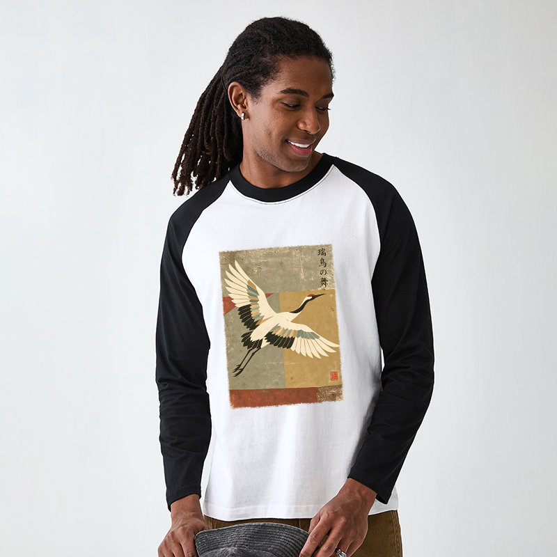 Tokyo-Tiger Crane Spirit Raglan Long Sleeve T-shirt