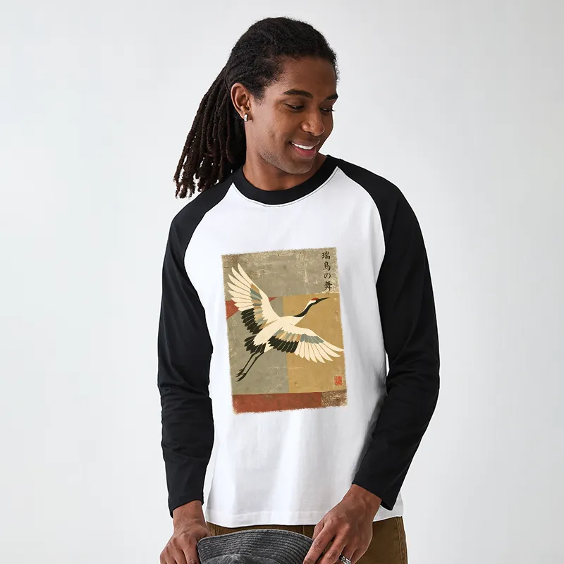 Tokyo-Tiger Crane Spirit Raglan Long Sleeve T-shirt