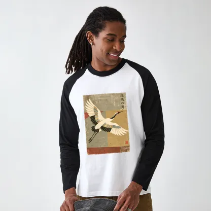 Tokyo-Tiger Crane Spirit Raglan Long Sleeve T-shirt